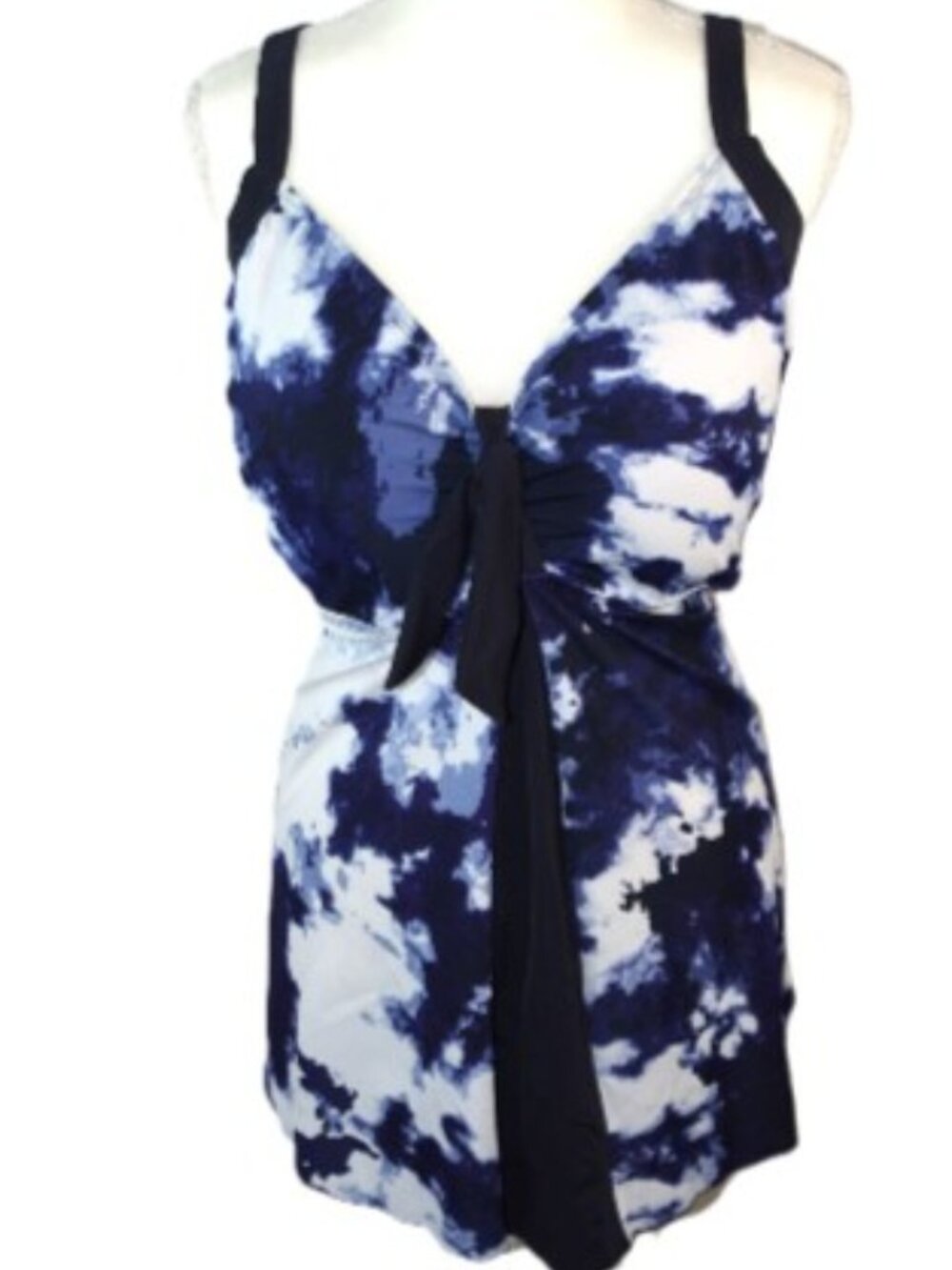 Avenue Women’s‎ Tankini Size 26W Bathing Suit Top Tie Dye Blue White Black